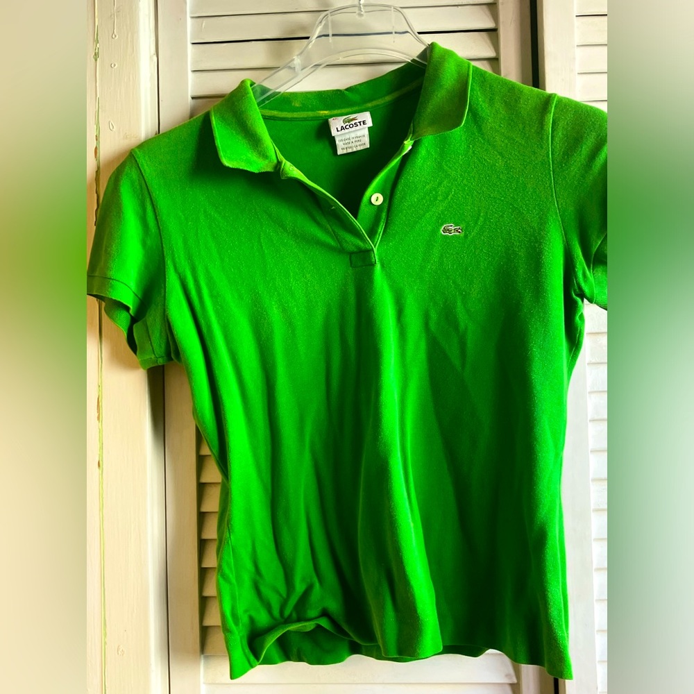 Green Lacoste polo! Light staining